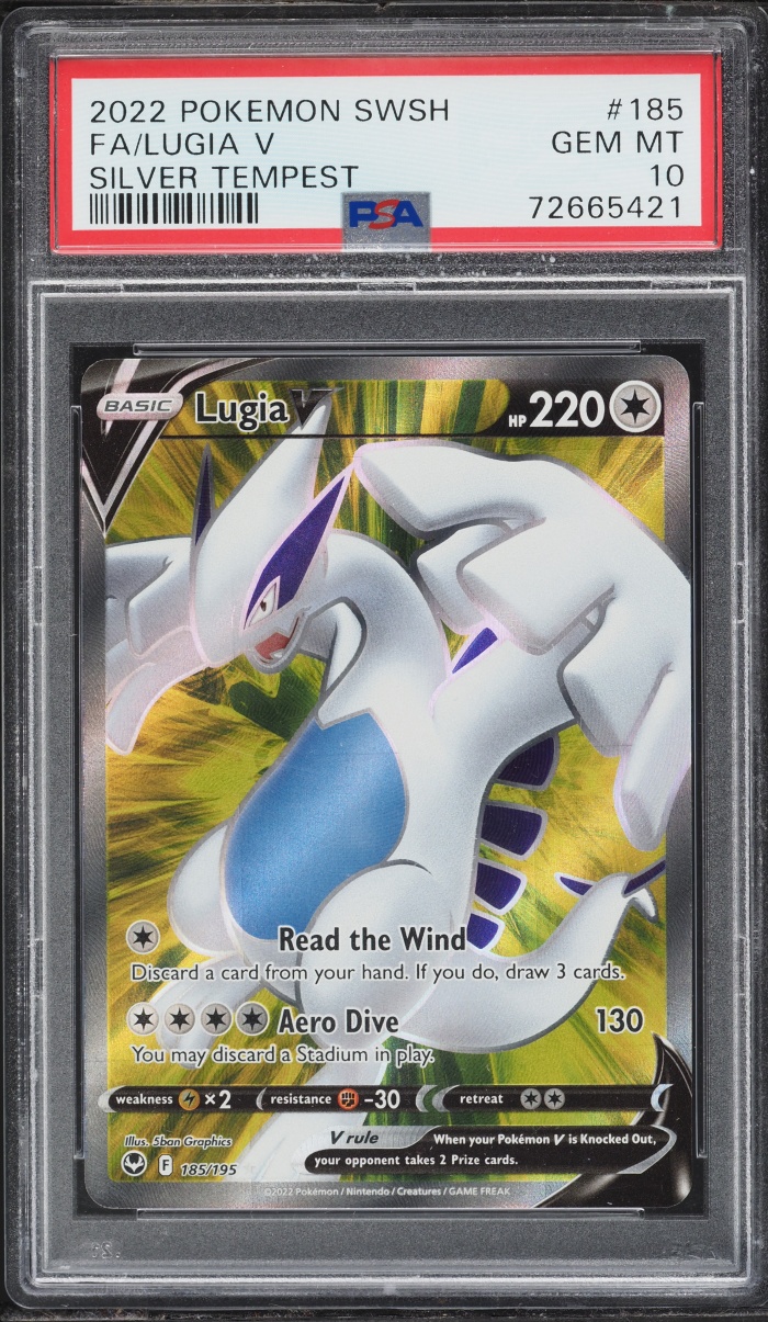 2022 Pokemon Sword & Shield Silver Tempest Full Art Lugia V #185 PSA 10 GEM MINT