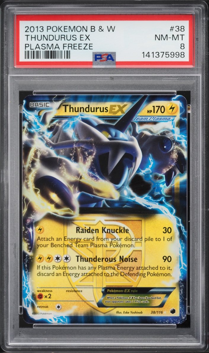 2013 Pokemon Black & White Plasma Freeze Thundurus EX #38 PSA 8 NM-MT