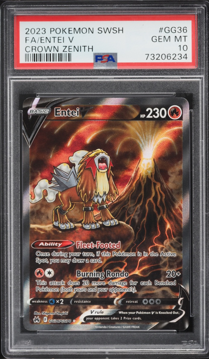 2023 Pokemon Sword & Shield Crown Zenith Full Art Entei V #GG36 PSA 10 GEM MINT