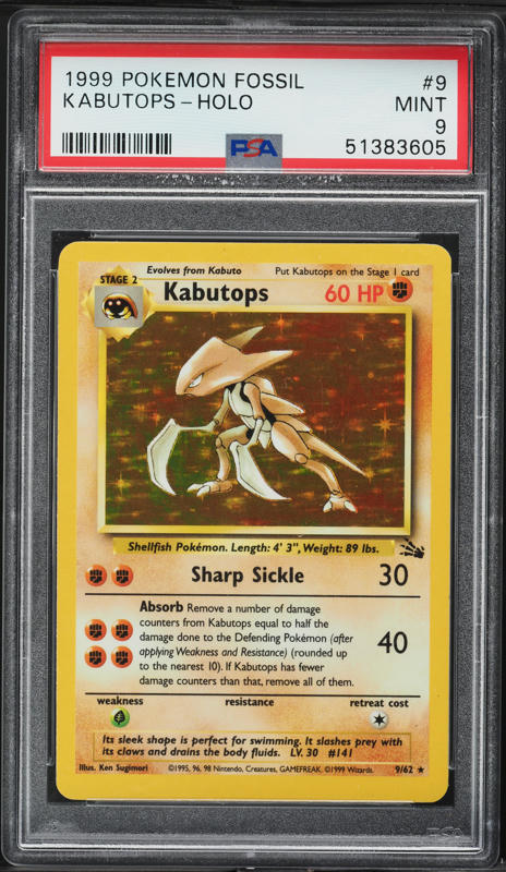 1997 Pokemon Japanese Fossil Holo Kabutops #141 PSA 10 GEM MINT on