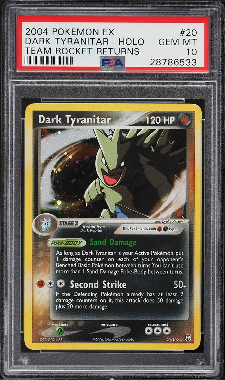 2004 Pokemon EX Team Rocket Returns Cosmos Jessie Holo Dark Tyranitar #20 PSA 10