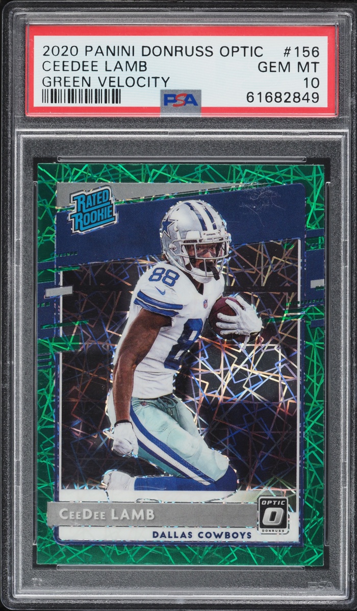 2020 Donruss Optic Green Velocity CeeDee Lamb ROOKIE #156 PSA 10 GEM MINT