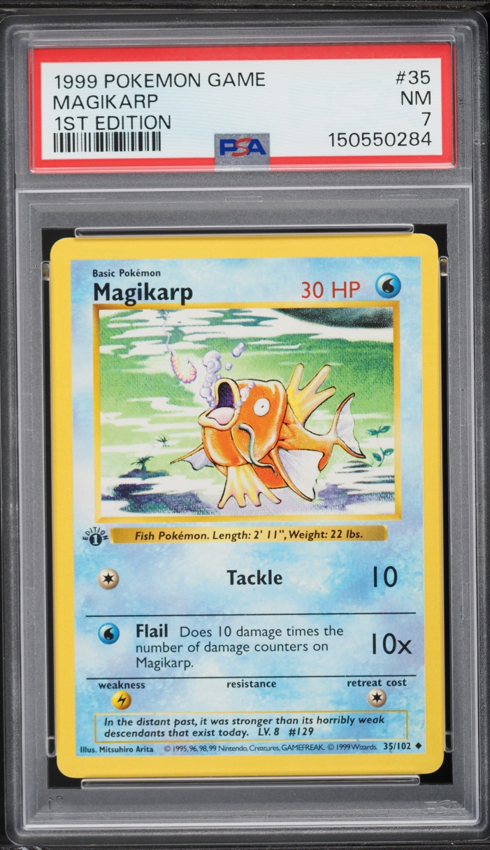 1999 Pokemon Base Set Shadowless 1st Edition Magikarp #35 PSA 7 NRMT