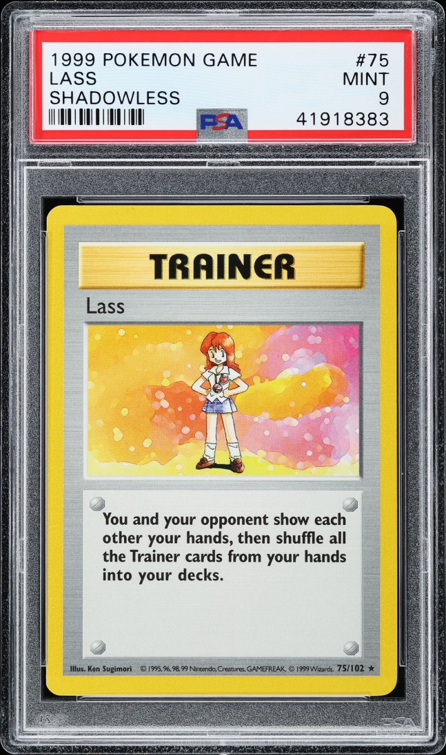 1999 Pokemon Base Set Shadowless Lass #75 PSA 9 MINT
