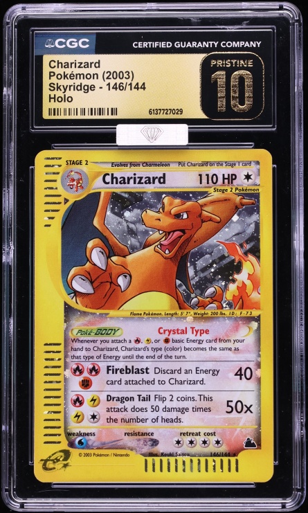2003 Pokemon Skyridge Holo Crystal Charizard #146 MBA CGC 10 PRISTINE