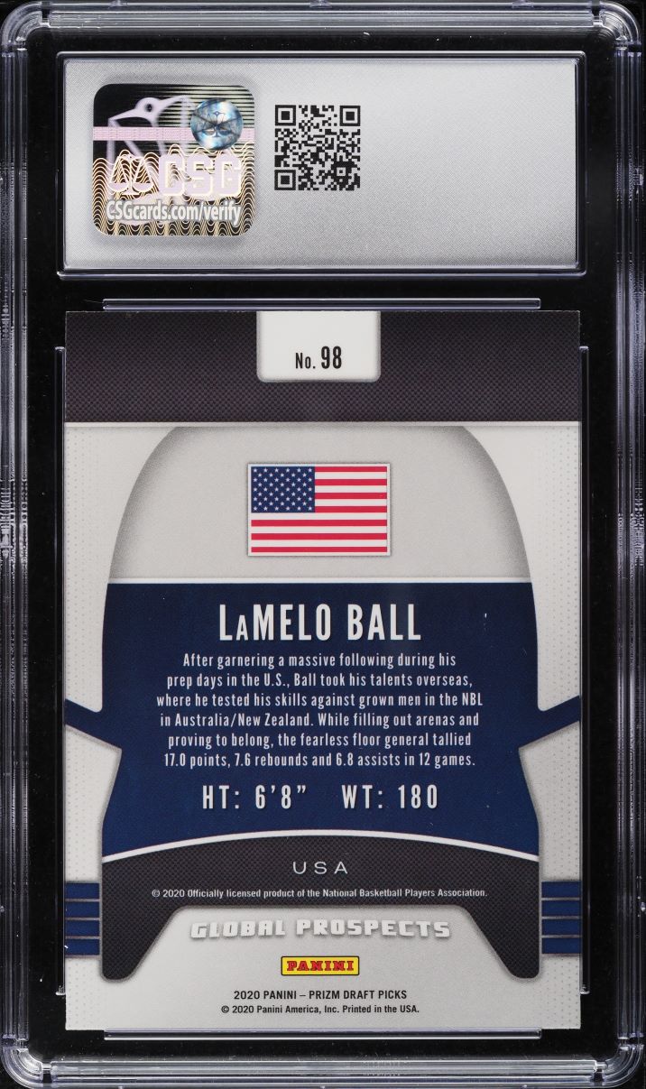 2020 Panini Prizm Draft Picks LaMelo Ball ROOKIE #98 CSG 9 MINT