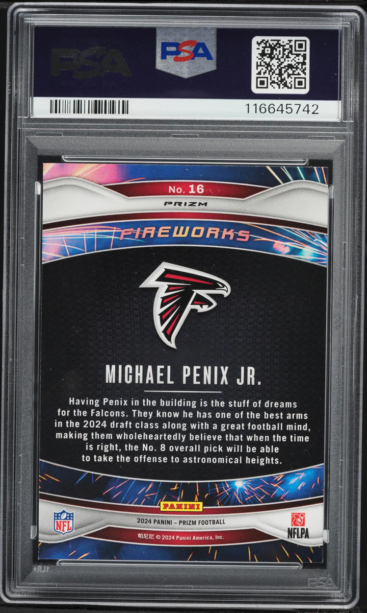 2024 Panini Prizm Fireworks Green Wave Michael Penix Jr ROOKIE #16 PSA 10 GEM MINT