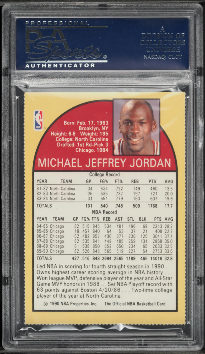 1990 Hoops Team Night Sheets Perforated Michael Jordan PSA 10 GEM MINT