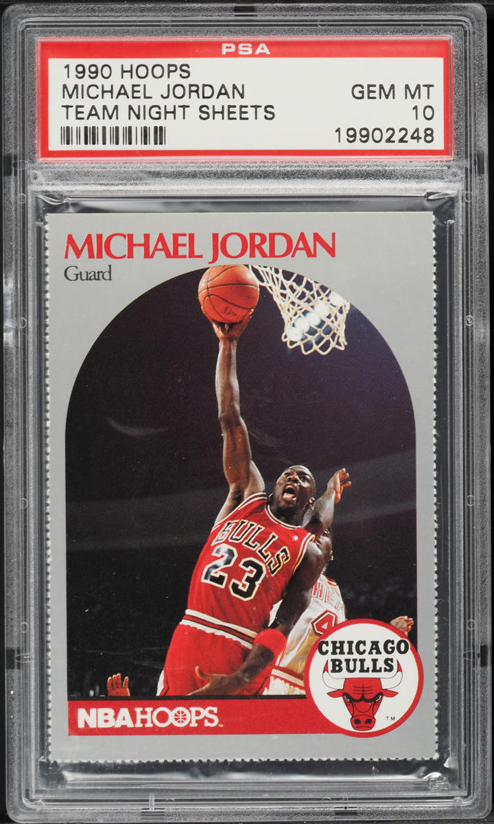 1990 Hoops Team Night Sheets Perforated Michael Jordan PSA 10 GEM MINT