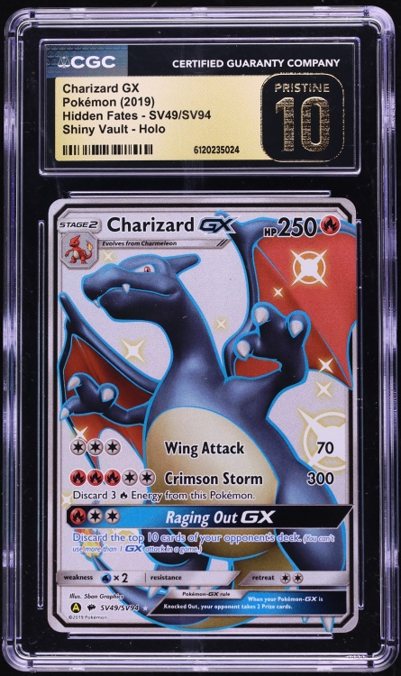 2019 Pokemon Sun & Moon Hidden Fates Shiny Charizard GX #SV49 CGC 10 PRISTINE