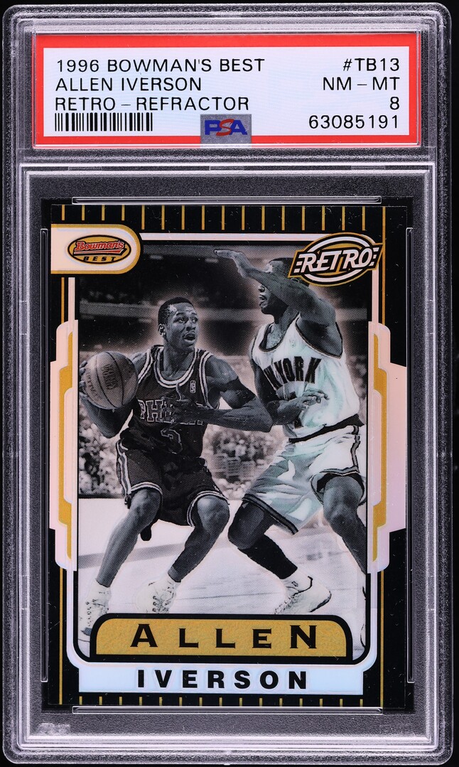 1996 Bowman's Best Retro Refractor Allen Iverson ROOKIE #TB13 PSA 8 NM-MT