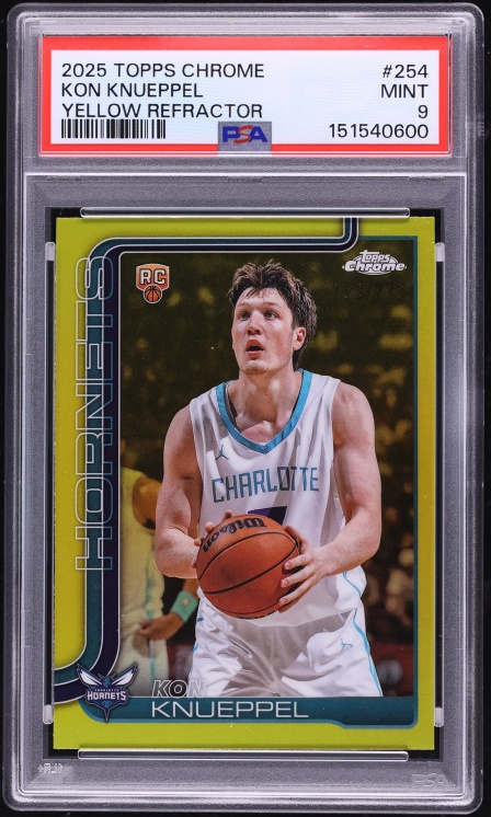 2025 Topps Chrome Yellow Refractor Kon Knueppel ROOKIE /275 #254 PSA 9 MINT