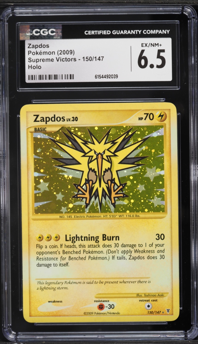 2009 Pokemon Platinum Supreme Victors Holo Zapdos #150 CGC 6.5 EXMT+