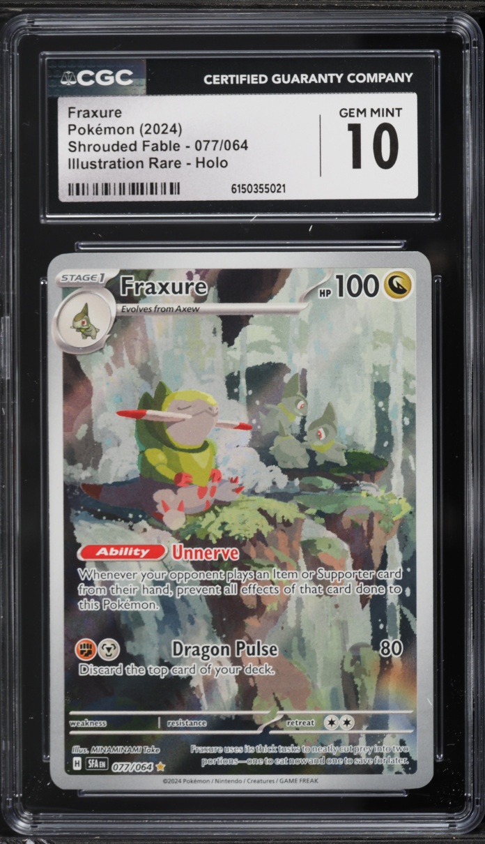 2024 Pokemon Scarlet & Violet Shrouded Fable IR Fraxure #77 CGC 10 GEM MINT