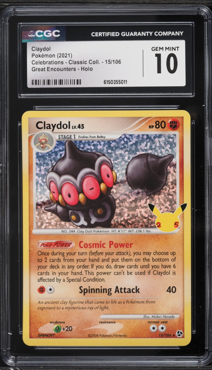 2021 Pokemon Sword & Shield Celebrations Classic Collection Holo Claydol #15 CGC 10 GEM MINT