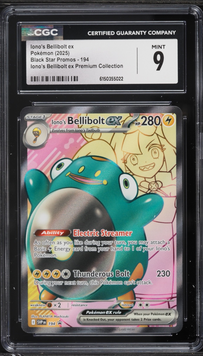 2025 Pokemon SV Promo Premium Collection Full Art Iono's Bellibolt EX #194 CGC 9 MINT