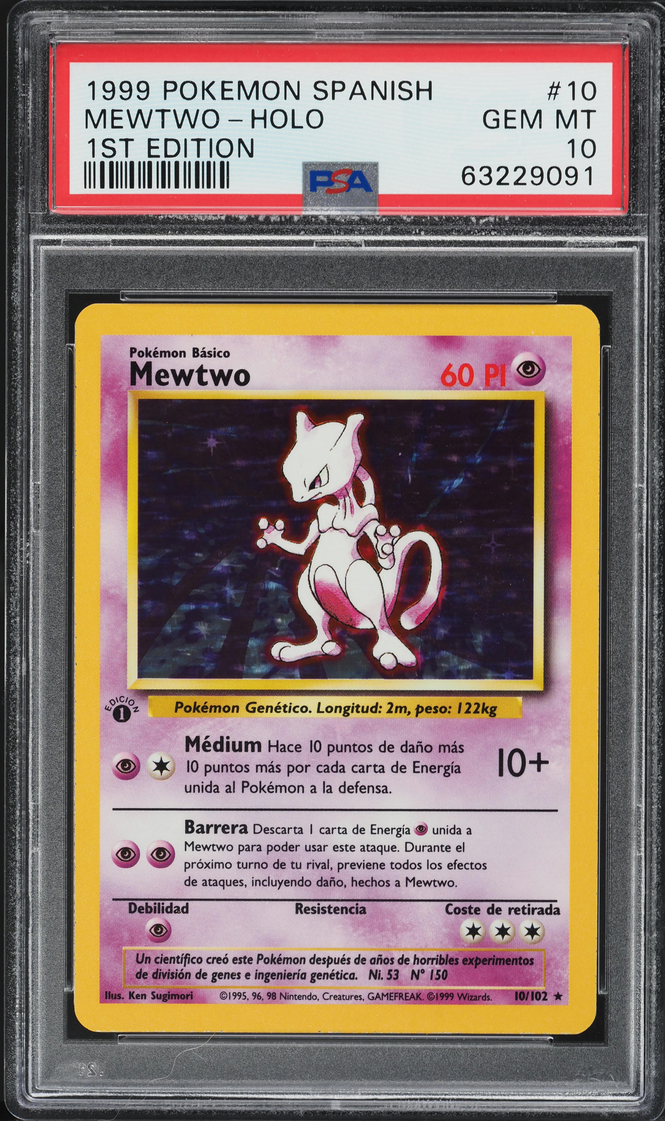 1999 Pokemon Spanish Base Set 1st Edition Holo Mewtwo #10 PSA 10 GEM MINT