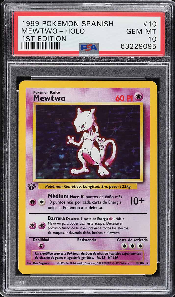 1999 Pokemon Spanish Base Set 1st Edition Holo Mewtwo #10 PSA 10 GEM MINT