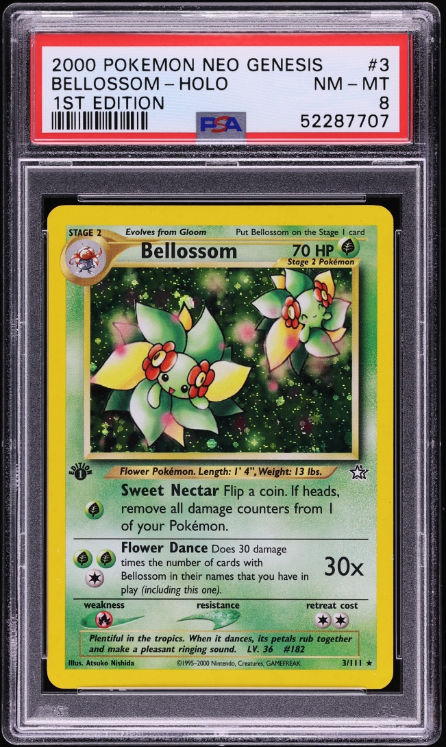 2000 Pokemon Neo Genesis 1st Edition Holo Bellossom #3 PSA 8 NM-MT