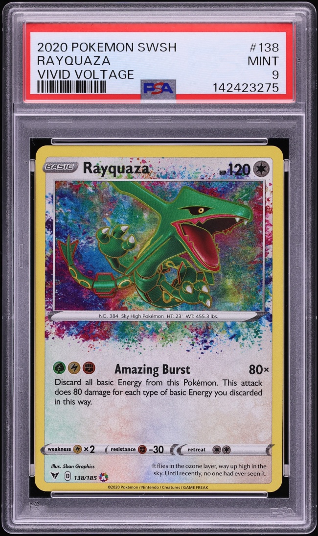 2020 Pokemon Sword & Shield Vivid Voltage Amazing Rare Rayquaza #138 PSA 9 MINT