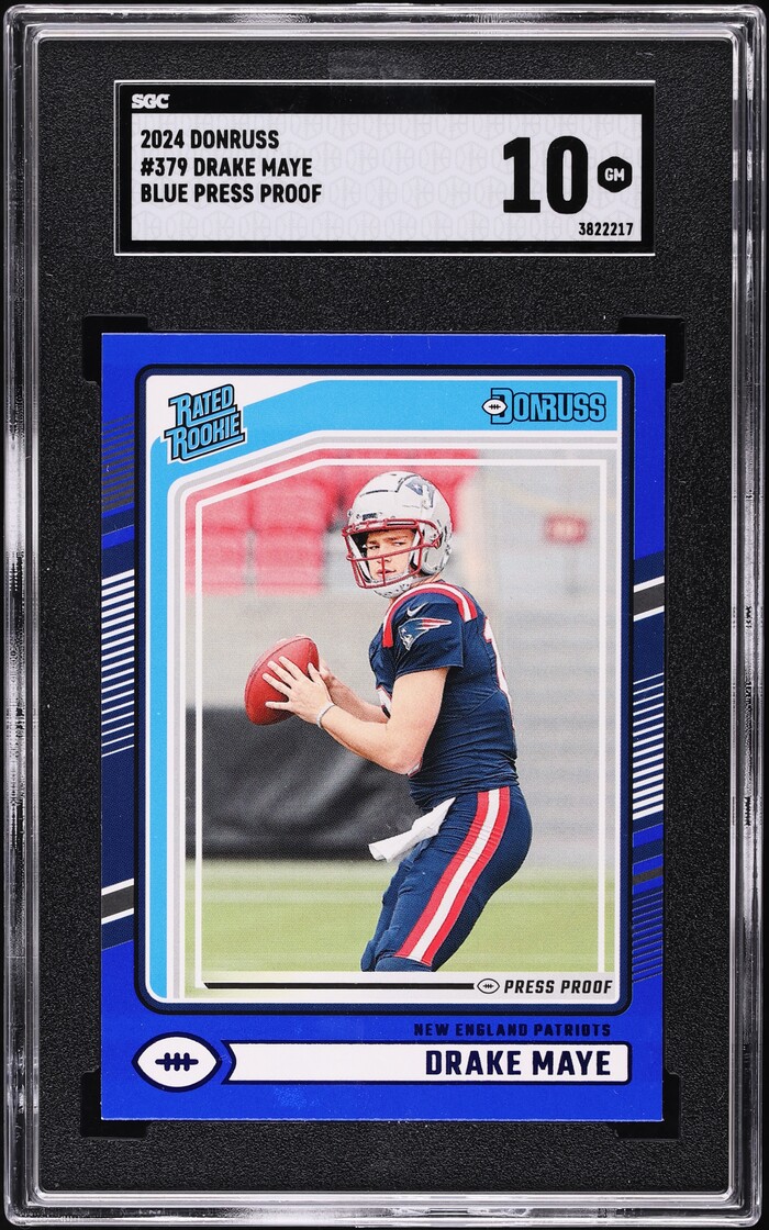 2024 Donruss Blue Press Proof Drake Maye ROOKIE #379 SGC 10 GEM MINT - Photo 1