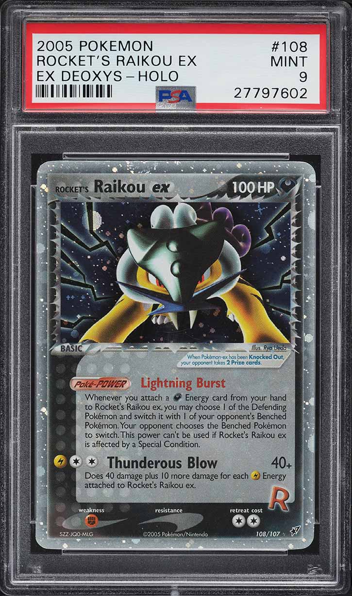 2005 Pokemon EX Deoxys Holo Rocket's Raikou Ex #108 PSA 9 MINT