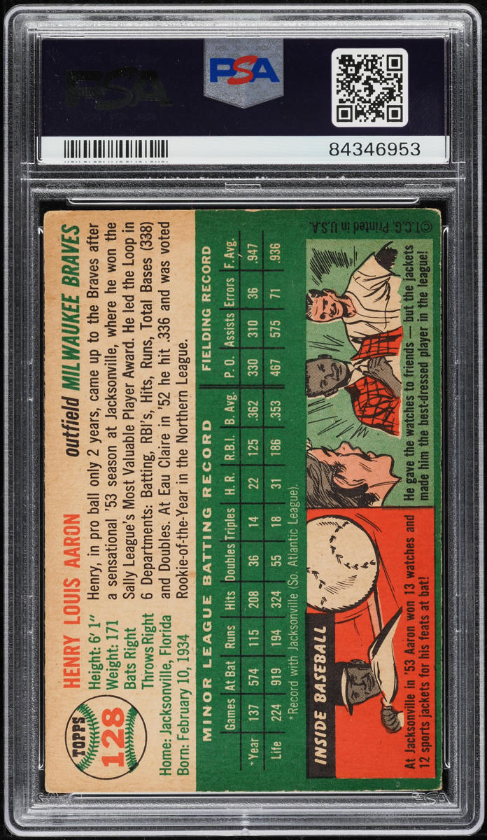 1954 Topps Hank Aaron ROOKIE #128 PSA 2 GD