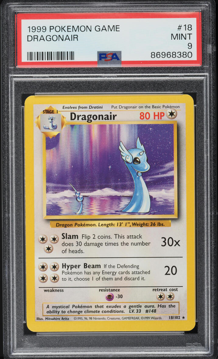 1999 Pokemon Base Set Dragonair #18 PSA 9 MINT