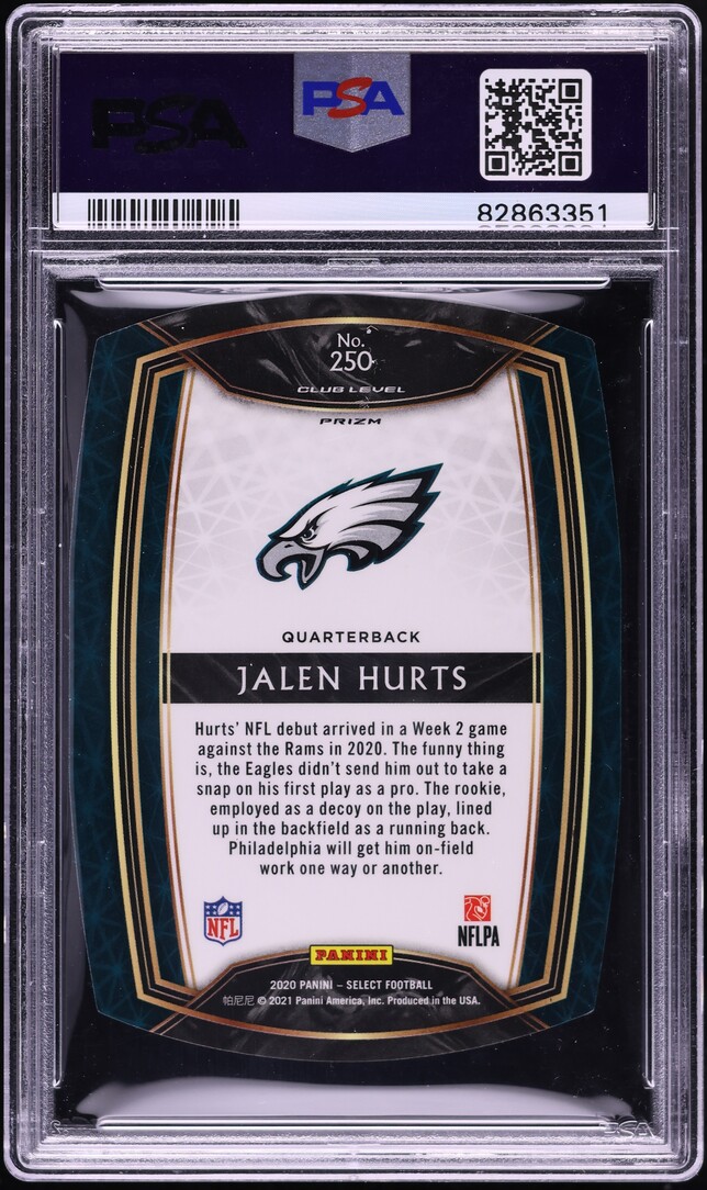 2020 Select Club Level Red Prizm Die-Cut Jalen Hurts ROOKIE #250 PSA 9 MINT
