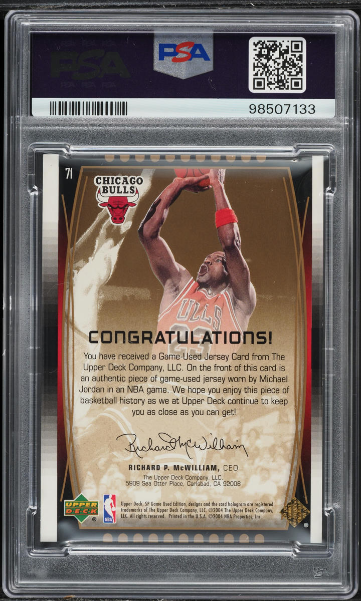 2004 SP Game Used Gold Michael Jordan PATCH /100 #71 PSA 9 MINT
