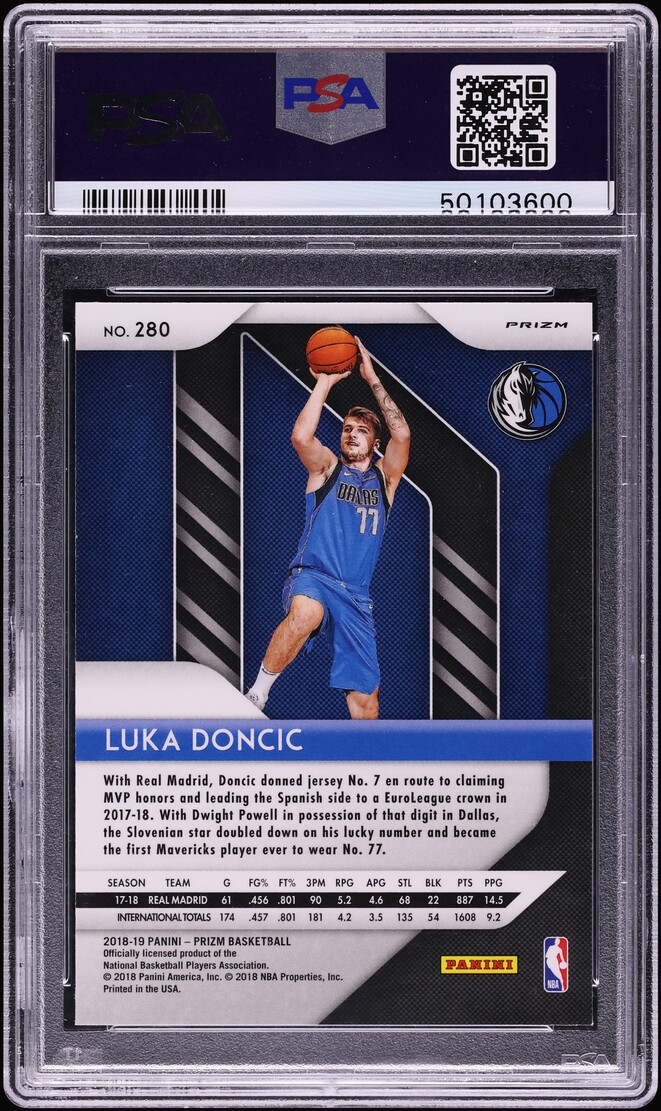 2018 Panini Prizm Green Luka Doncic ROOKIE #280 PSA 9 MINT