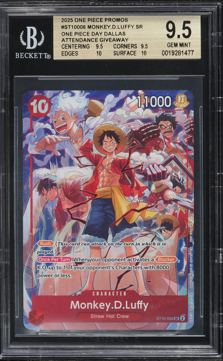 2025 One Piece Promo Dallas Attendance Giveaway Monkey D. Luffy #ST10-006 BGS 9.5 GEM MINT