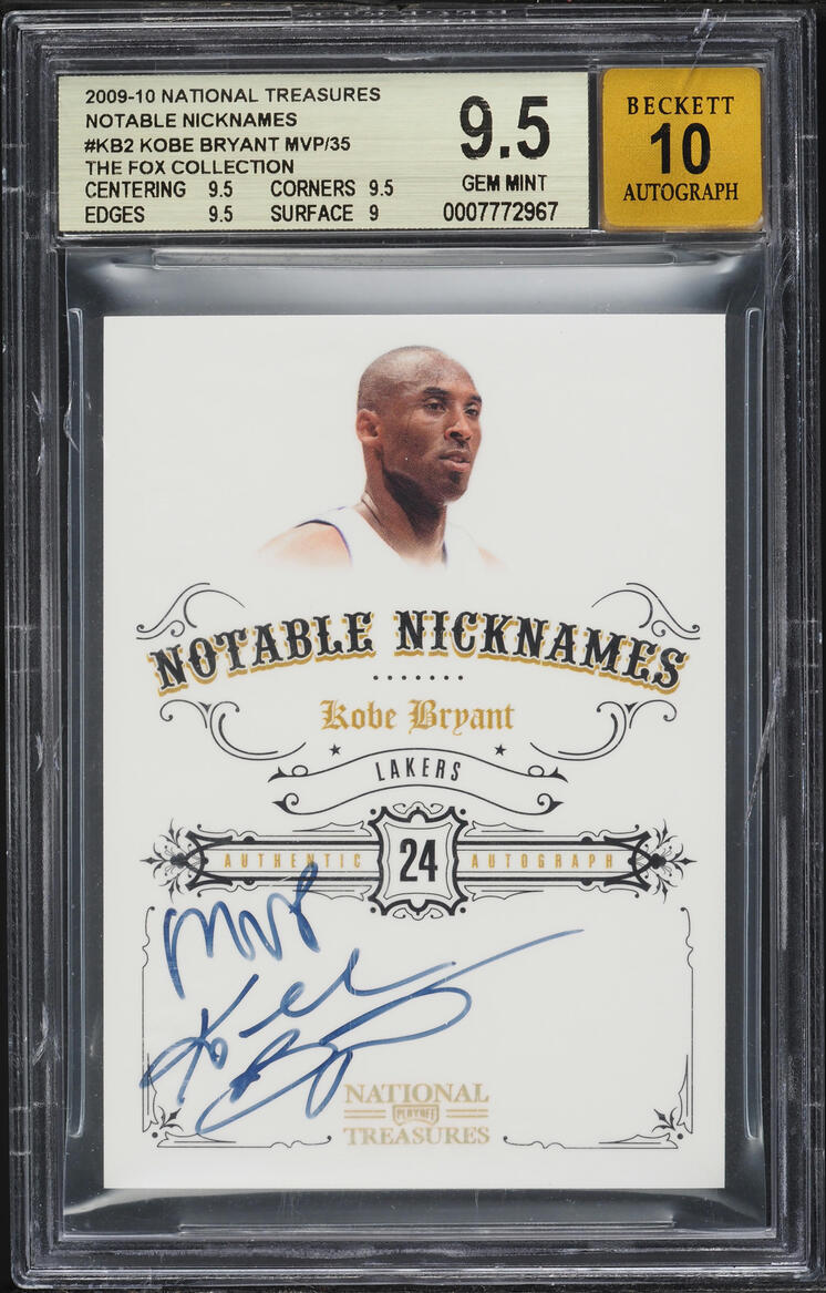 2009 National Treasures Notable Nicknames Kobe Bryant AUTO /35 #NN-KB BGS 9.5 GEM MINT