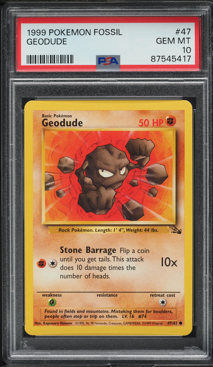1999 Pokemon Fossil Geodude #47 PSA 10 GEM MINT