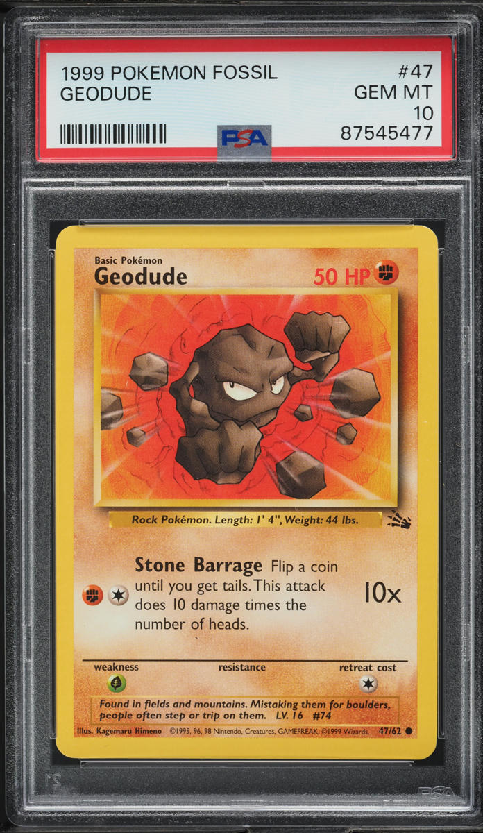 1999 Pokemon Fossil Geodude #47 PSA 10 GEM MINT