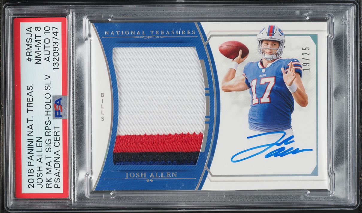 2018 National Treasures Holo Silver Josh Allen ROOKIE PATCH AUTO DNA 10 /25 #RMS-JA PSA 8 NM-MT