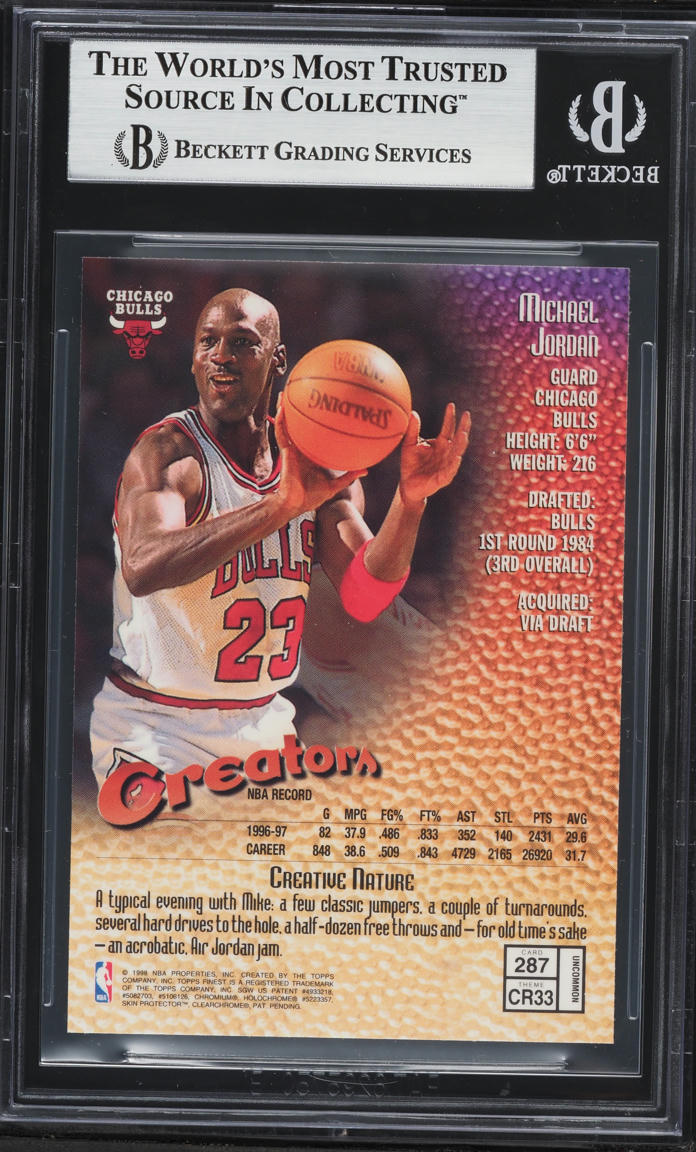1997 Finest Basketball w/ Coating Michael Jordan #287 BGS 8.5 NM-MT+