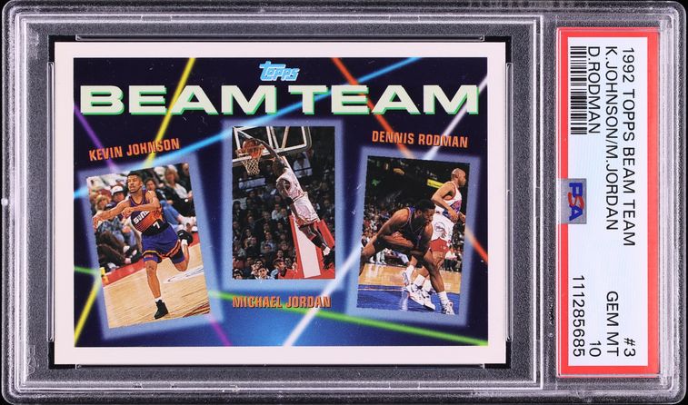 1992 Topps Beam Team Dennis Rodman Kevin Johnson Michael Jordan #3 PSA 10 GEM MINT