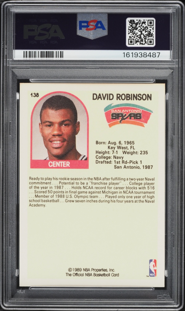 1989 Hoops David Robinson ROOKIE #138 PSA 9 MINT