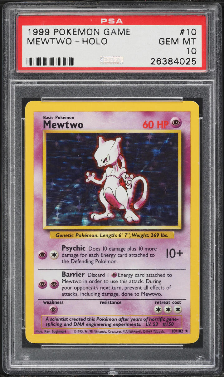 1999 Pokemon Base Set Holo Mewtwo #10 PSA 10 GEM MINT