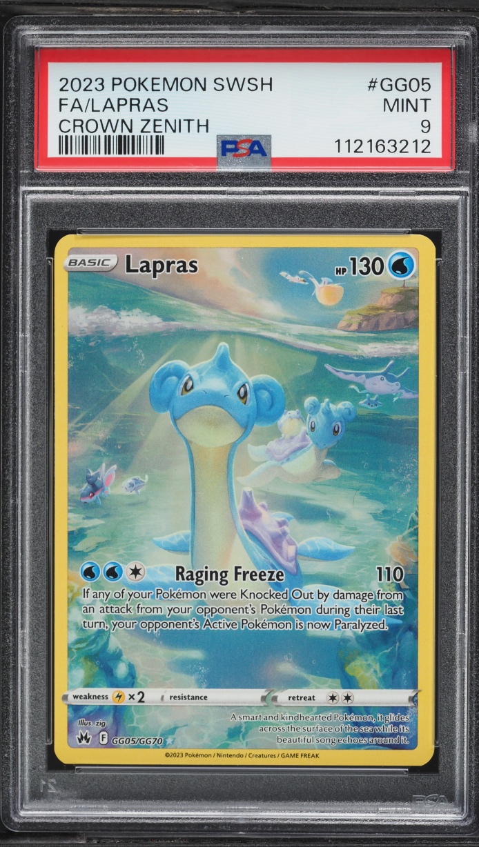 2023 Pokemon Sword & Shield Crown Zenith Alt Art Lapras #GG05 PSA 9 MINT