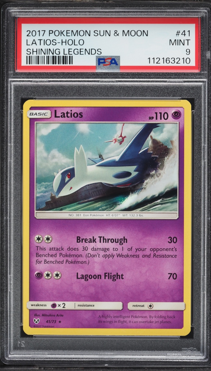 2017 Pokemon Sun & Moon Shining Legends Holo Latios #41 PSA 9 MINT
