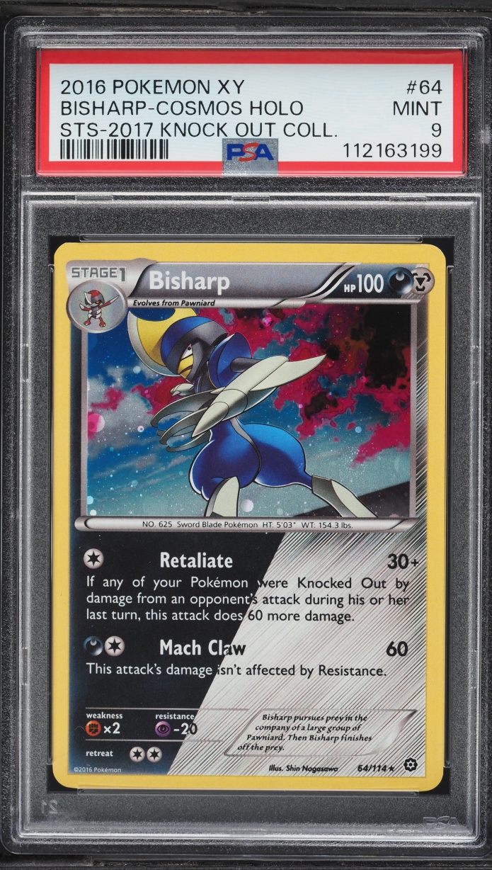 2016 Pokemon XY Steam Siege Knock Out Cosmos Holo Bisharp #64 PSA 9 MINT