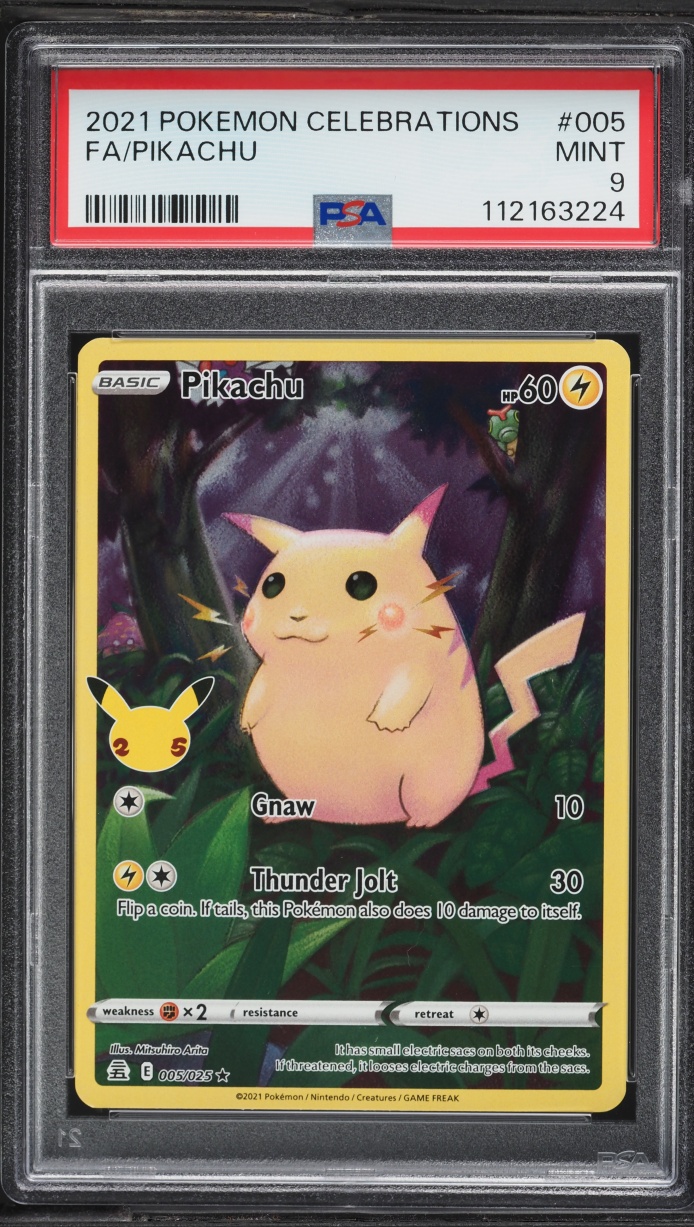 2021 Pokemon Sword & Shield Celebrations Full Art Pikachu #5 PSA 9 MINT