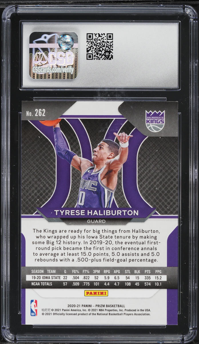 2020 Panini Prizm Tyrese Haliburton ROOKIE #262 CSG 9.5 MINT+