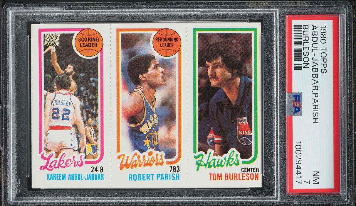 1980 Topps Basketball Robert Parish Tom Burleson Kareem Abdul-Jabbar PSA 7 NRMT