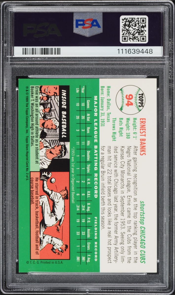1999 Topps Stars Rookie Reprint Ernie Banks AUTO #2 PSA 9 MINT