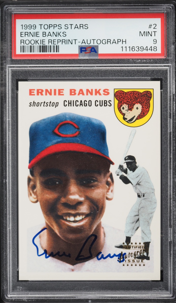 1999 Topps Stars Rookie Reprint Ernie Banks AUTO #2 PSA 9 MINT