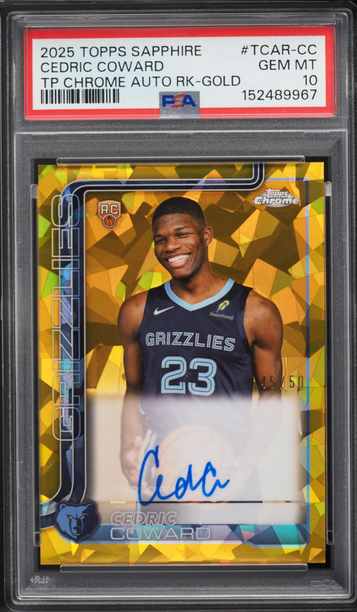 2025 Topps Chrome Sapphire Edition Gold Cedric Coward ROOKIE AUTO /50 #TCAR-CC PSA 10 GEM MINT