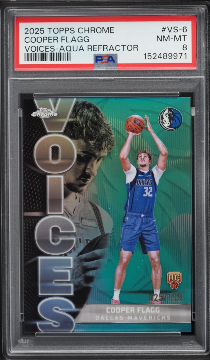 2025 Topps Chrome Voices Aqua Refractor Cooper Flagg ROOKIE /199 #VS-6 PSA 8 NM-MT